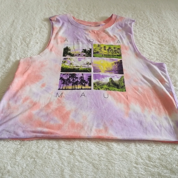 Cold Crush "ALOHA🌺 MAUI🌴" Tie Dye☮️ Muscle💪 Tee - Picture 6 of 8